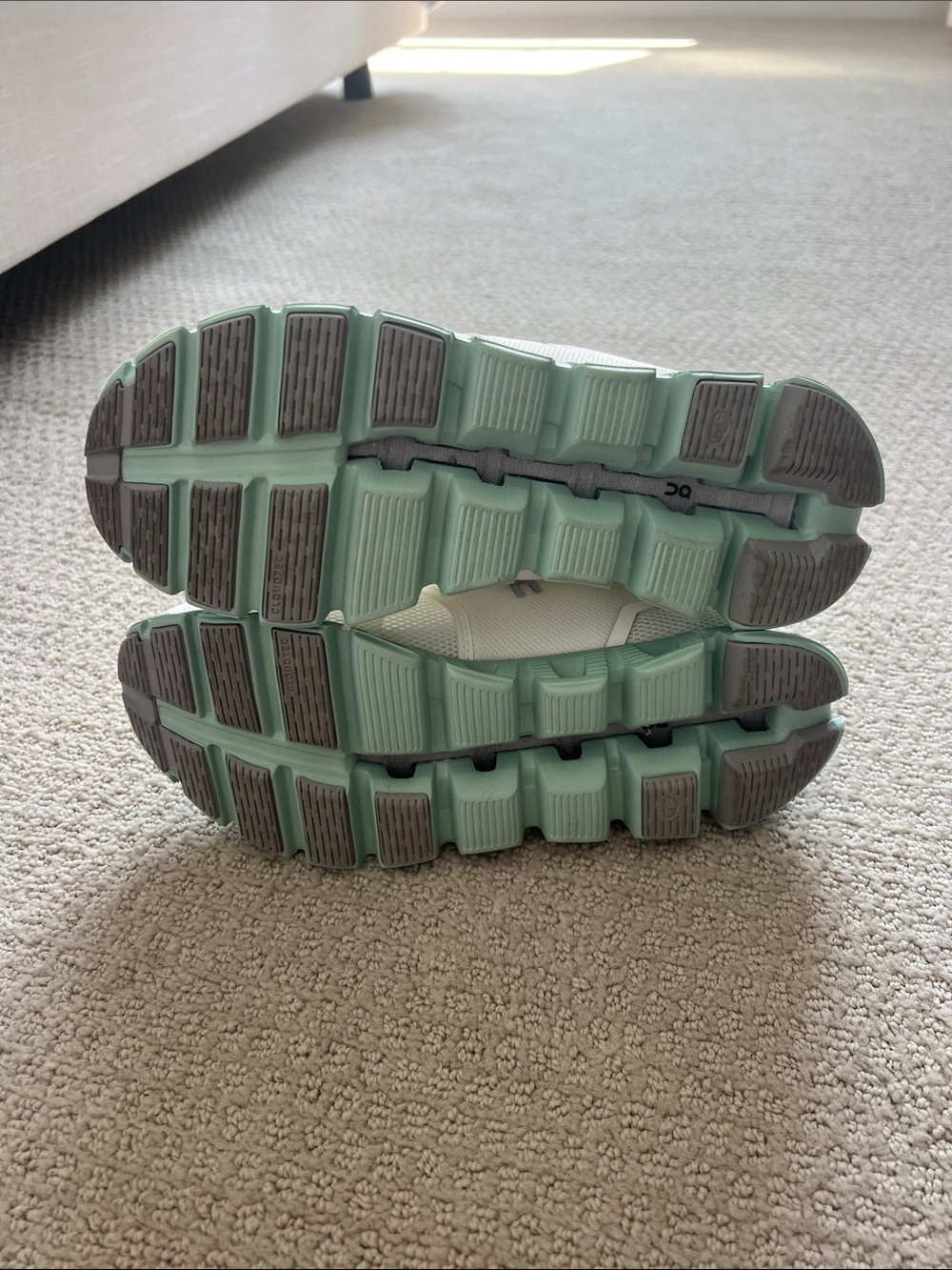 On Running White Sneakers with Mint Soles - Picture 5 of 5